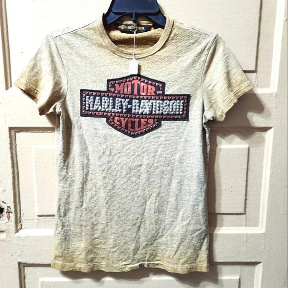 Harley-Davidson Studded Graphic Logo  Gradient Short Sleeve Tshirt EUC - Picture 3 of 7